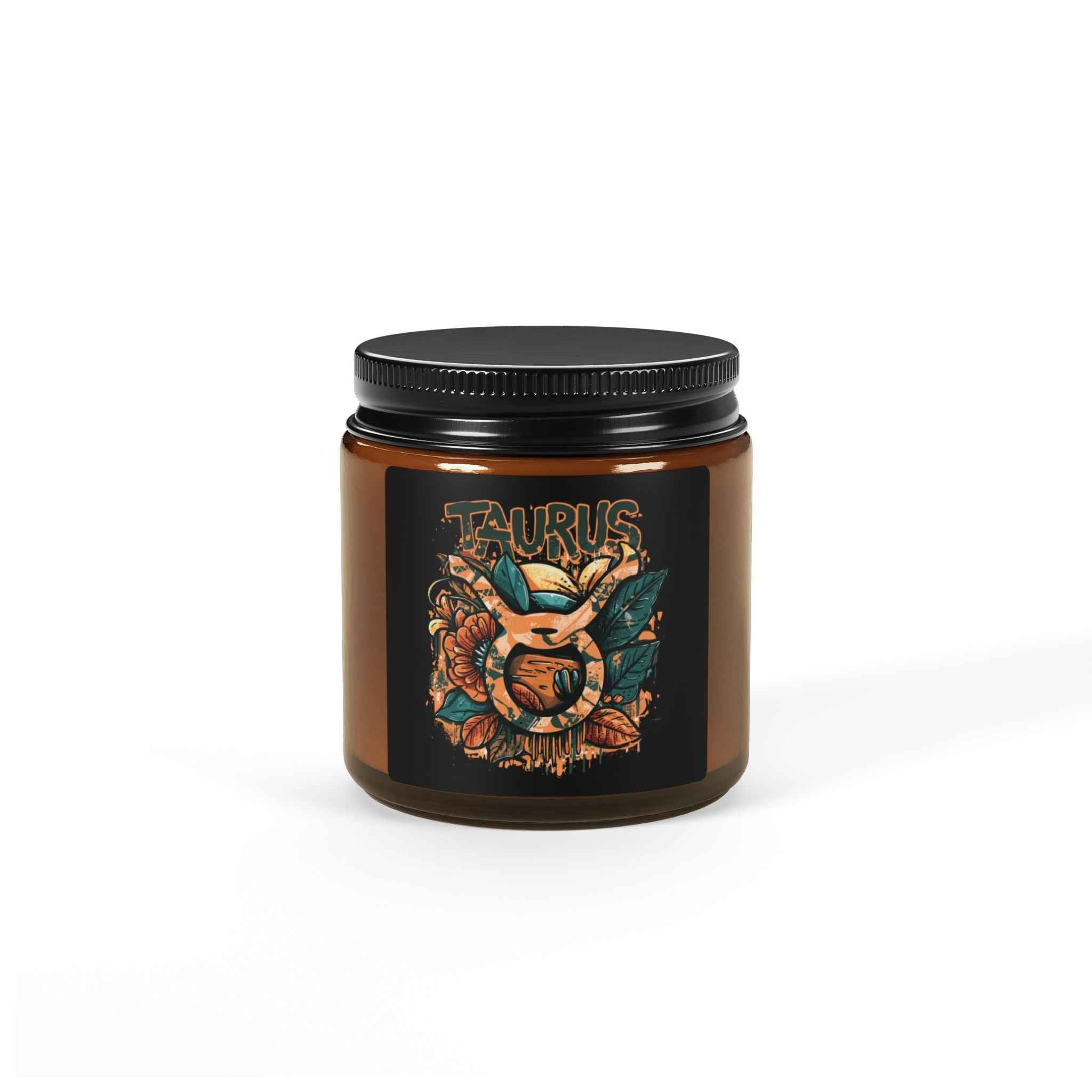 Taurus Soy Candle — Amber Jar Zodiac Scented Candle (Astrology Gift)