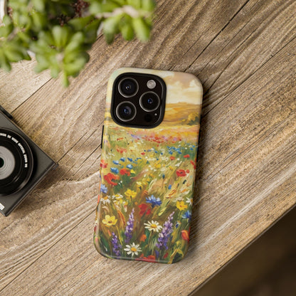 Floral Meadow Tough Phone Case with painted wildflower artwork