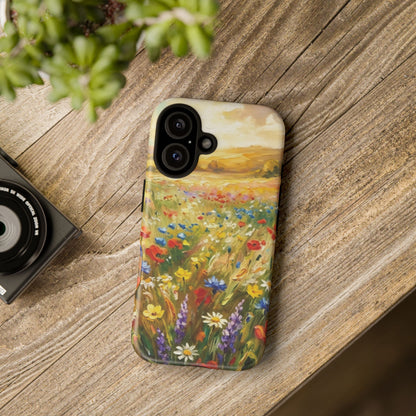 Floral Meadow Tough Phone Case — Painted Wildflower Field Protective Cover - Teeology Clothing