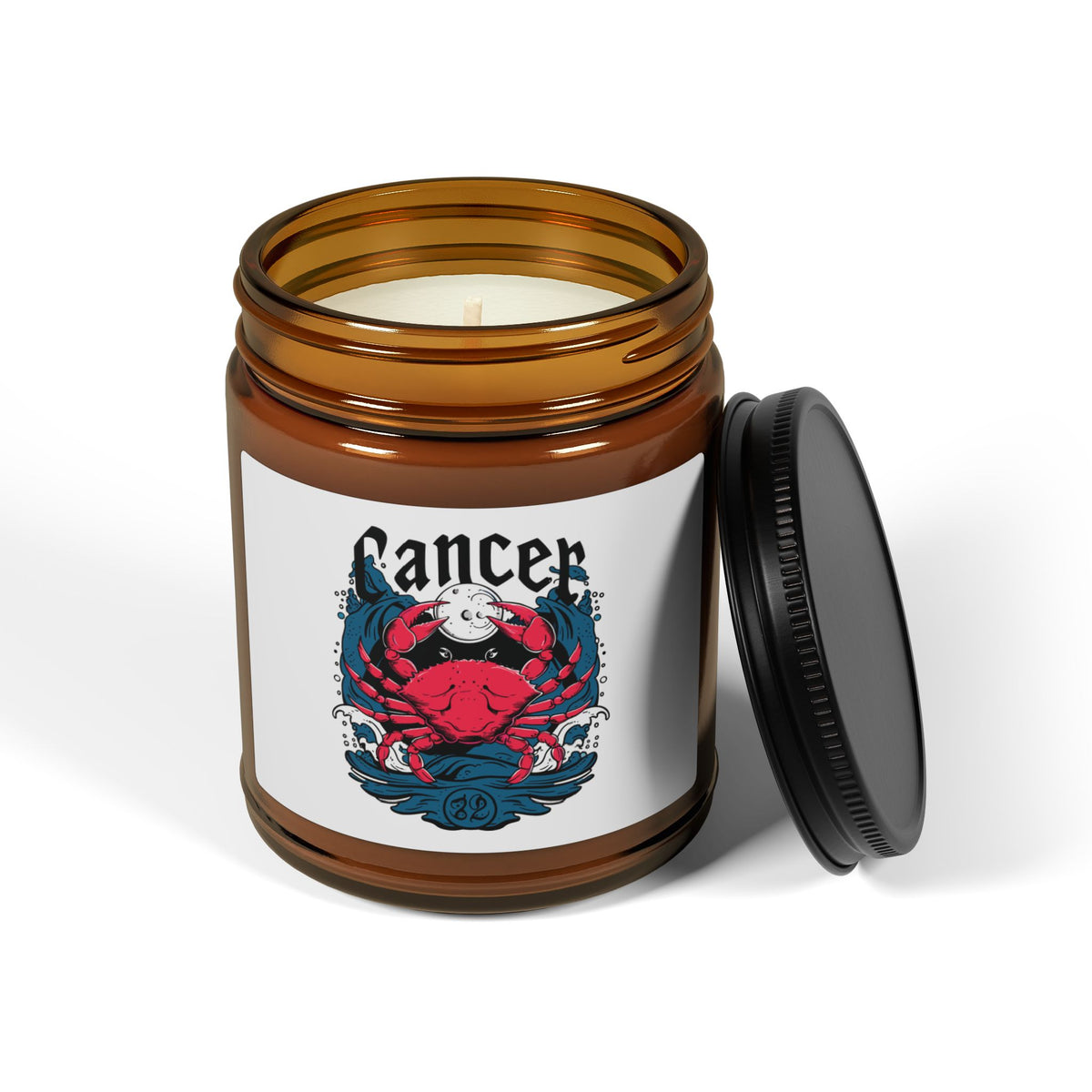 Cancer Zodiac soy candle in amber jar