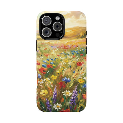 Floral Meadow Tough Phone Case — Painted Wildflower Field Protective Cover - Teeology Clothing