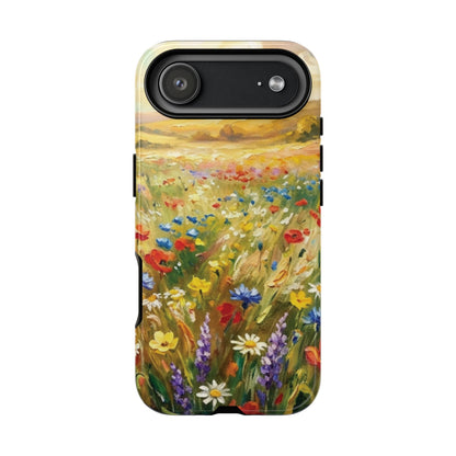Floral Meadow Tough Phone Case — Painted Wildflower Field Protective Cover - Teeology Clothing