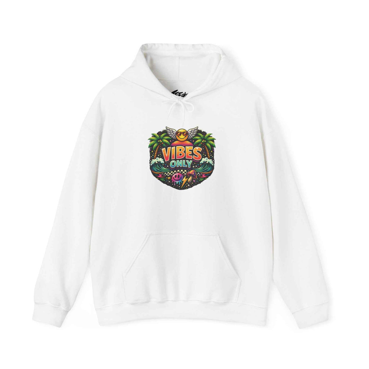 Vibes Only Tropical Graphic Hoodie — Island Palm Sunset Pullover