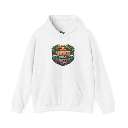 Vibes Only Tropical Graphic Hoodie — Island Palm Sunset Pullover