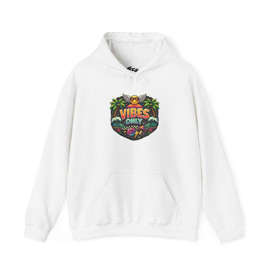 Vibes Only Tropical Graphic Hoodie — Island Palm Sunset Pullover