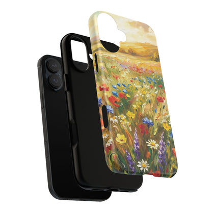 Floral Meadow Tough Phone Case — Painted Wildflower Field Protective Cover - Teeology Clothing