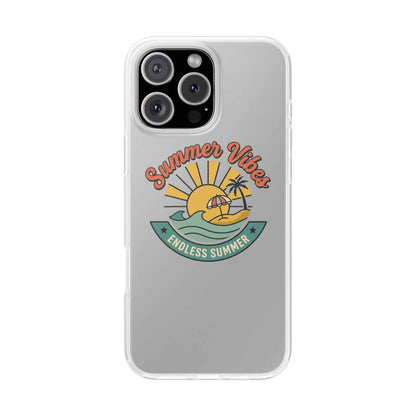 Summer Vibes Clear Phone Case - "Endless Summer" Beach Sun & Palm Design