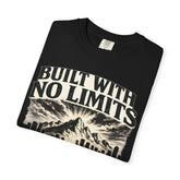 Built With No Limits mountain graphic T-shirt by Teeology Clothing