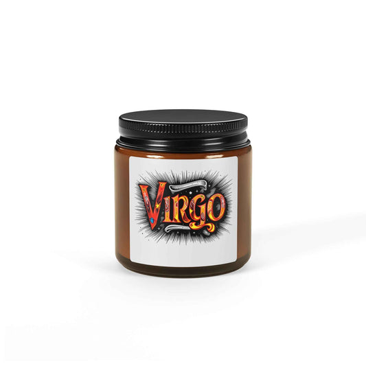 Virgo Zodiac Soy Candle — Scented Amber Jar (Astrology Gift)