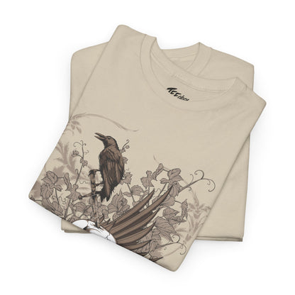 Forever Resting Head gothic skull and raven graphic T-shirt