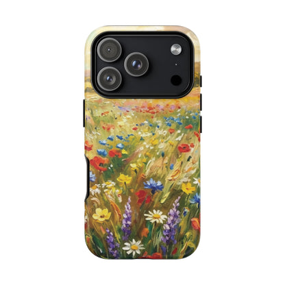 Floral Meadow Tough Phone Case — Painted Wildflower Field Protective Cover - Teeology Clothing
