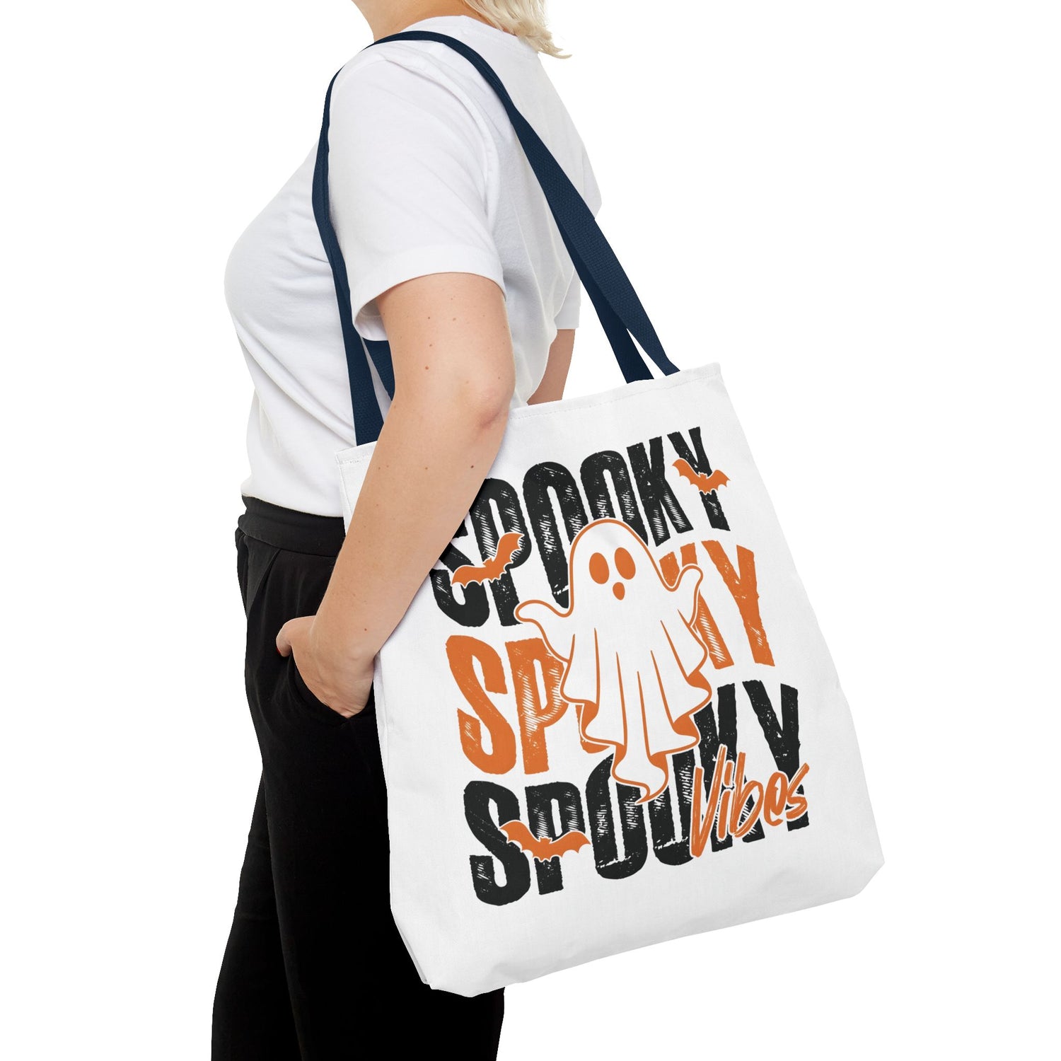 Spooky Ghost Halloween trick-or-treat tote bag by Teeology Clothing