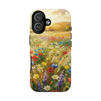 Floral Meadow Tough Phone Case — Painted Wildflower Field Protective Cover - Teeology Clothing