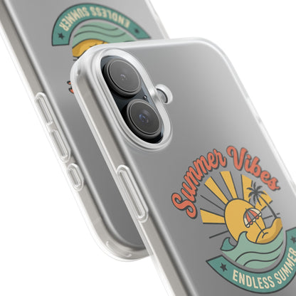 Summer Vibes Clear Phone Case - "Endless Summer" Beach Sun & Palm Design