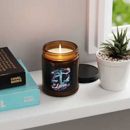Libra Zodiac soy candle in amber jar