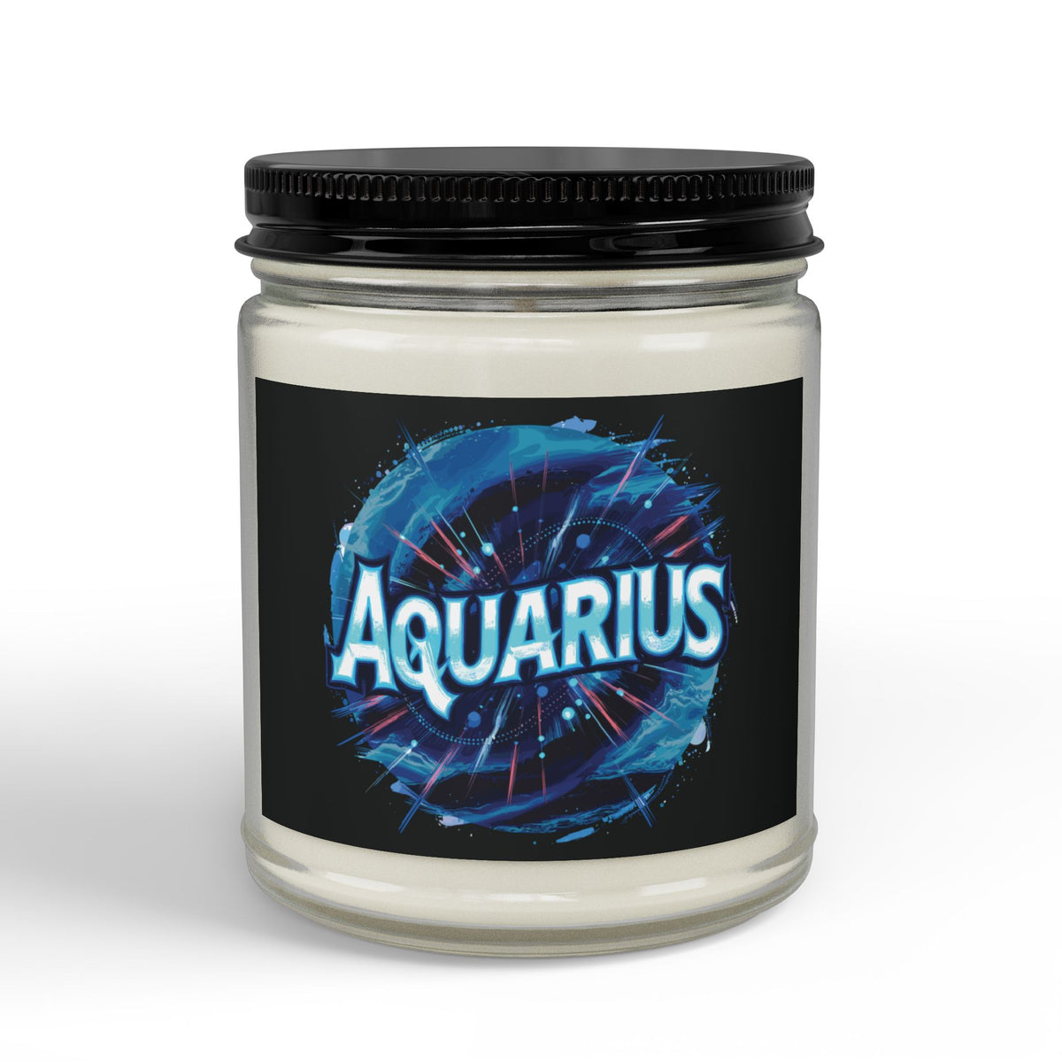 Aquarius Zodiac soy candle in scented jar