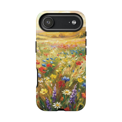 Floral Meadow Tough Phone Case — Painted Wildflower Field Protective Cover - Teeology Clothing