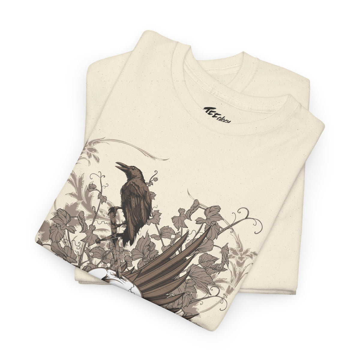 Forever Resting Head gothic skull and raven graphic T-shirt