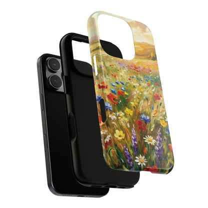Floral Meadow Tough Phone Case with painted wildflower artwork