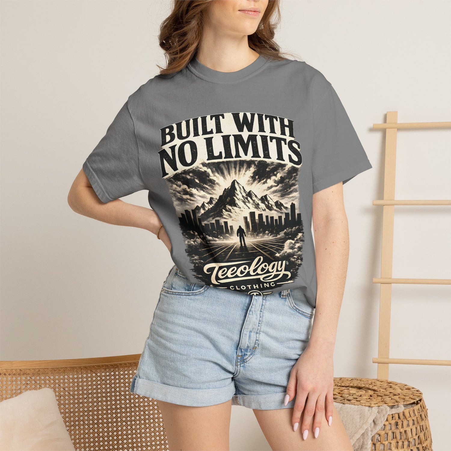 Built With No Limits mountain graphic T-shirt by Teeology Clothing