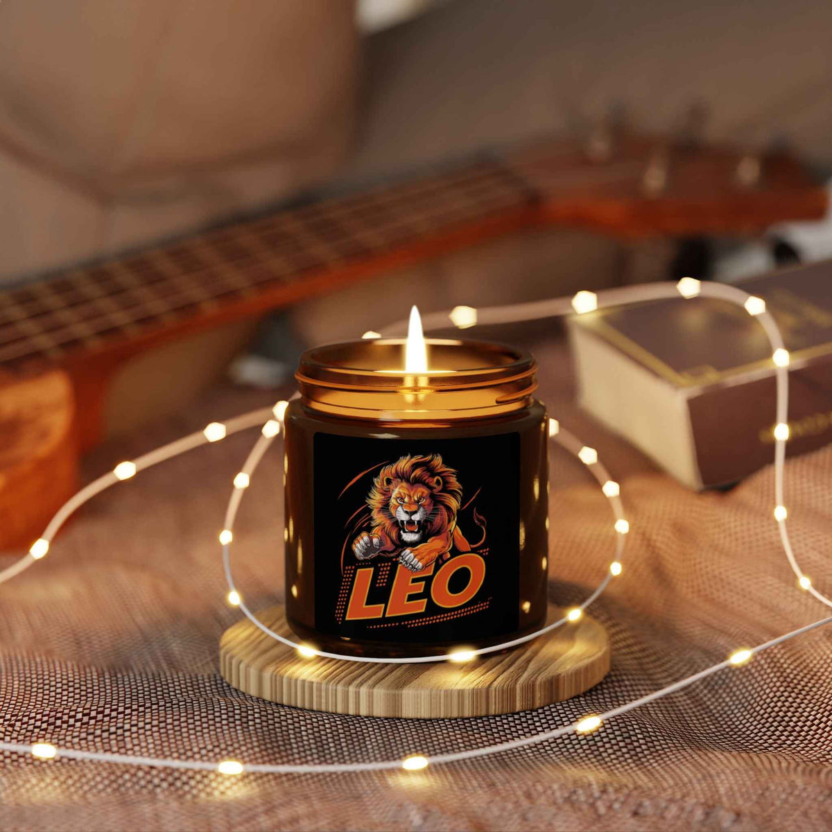 Leo Zodiac Soy Candle — Amber Jar Scented Candle (Birthday Gift for Leo)