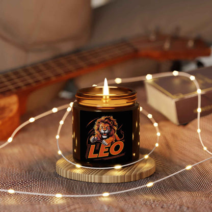 Leo Zodiac Soy Candle — Amber Jar Scented Candle (Birthday Gift for Leo)