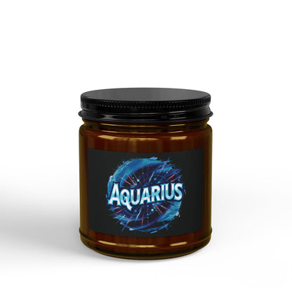 Aquarius Zodiac soy candle in scented jar