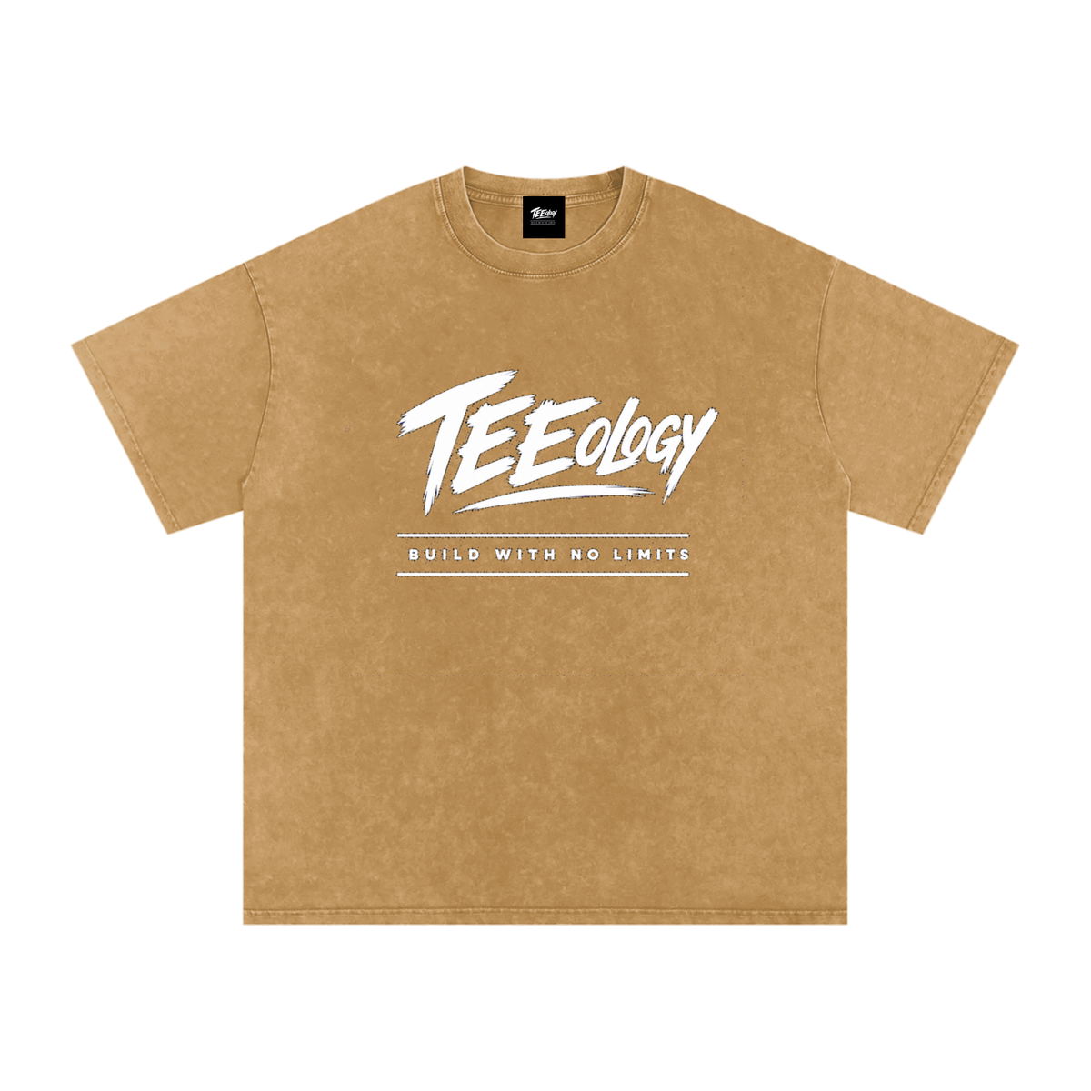 Teeology Build With No Limits snow-washed oversized cotton T-shirt product view 3