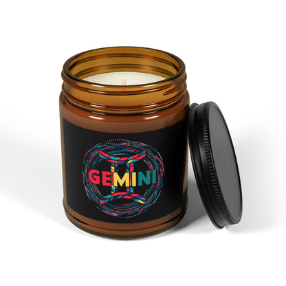 Gemini Zodiac soy candle in amber jar