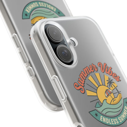Summer Vibes Clear Phone Case - "Endless Summer" Beach Sun & Palm Design