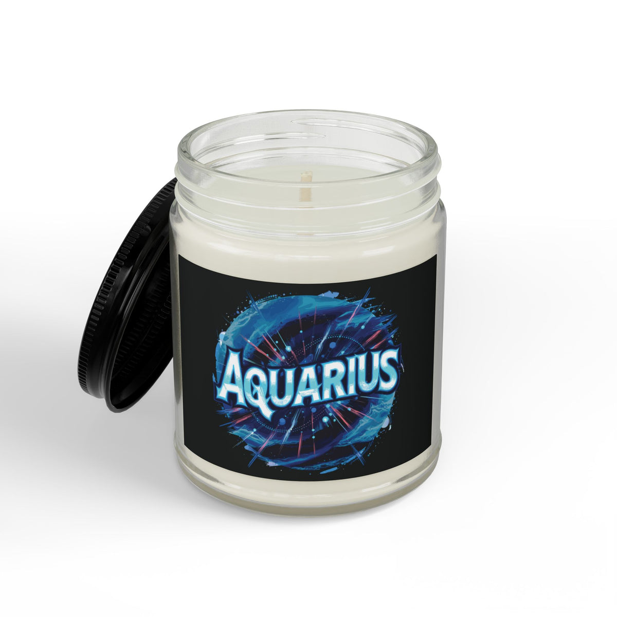 Aquarius Zodiac soy candle in scented jar