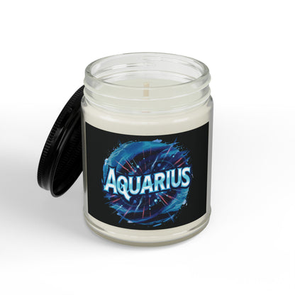 Aquarius Zodiac soy candle in scented jar