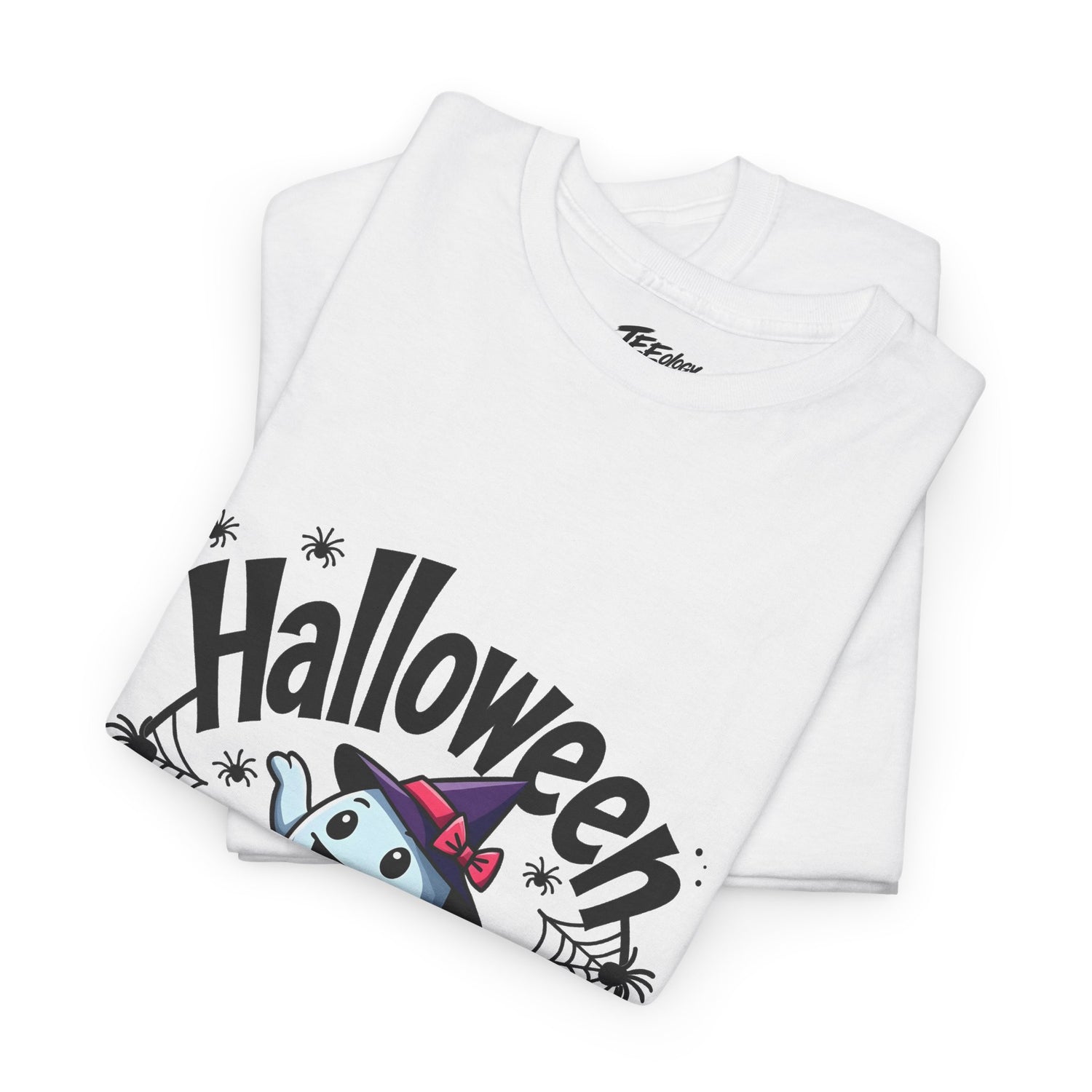 Ghost and jack-o’-lantern Halloween T-shirt by Teeology Clothing