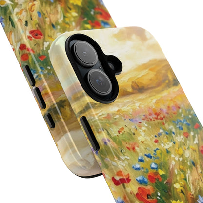 Floral Meadow Tough Phone Case — Painted Wildflower Field Protective Cover - Teeology Clothing
