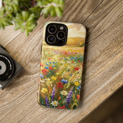 Floral Meadow Tough Phone Case with painted wildflower artwork